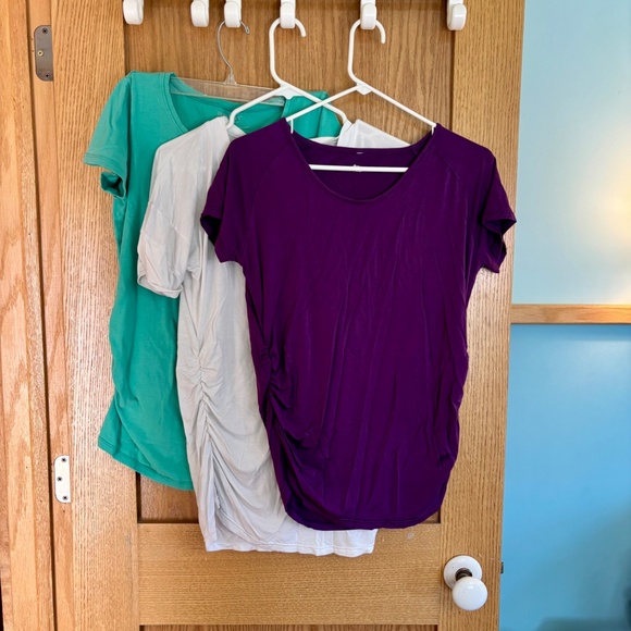 Bundle of 3 Maternity T Shirts Size Medium - Turquoise Purple White - Picture 2 of 11